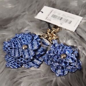 Brahmin Flower Duo Coastal Blue Leather Charm